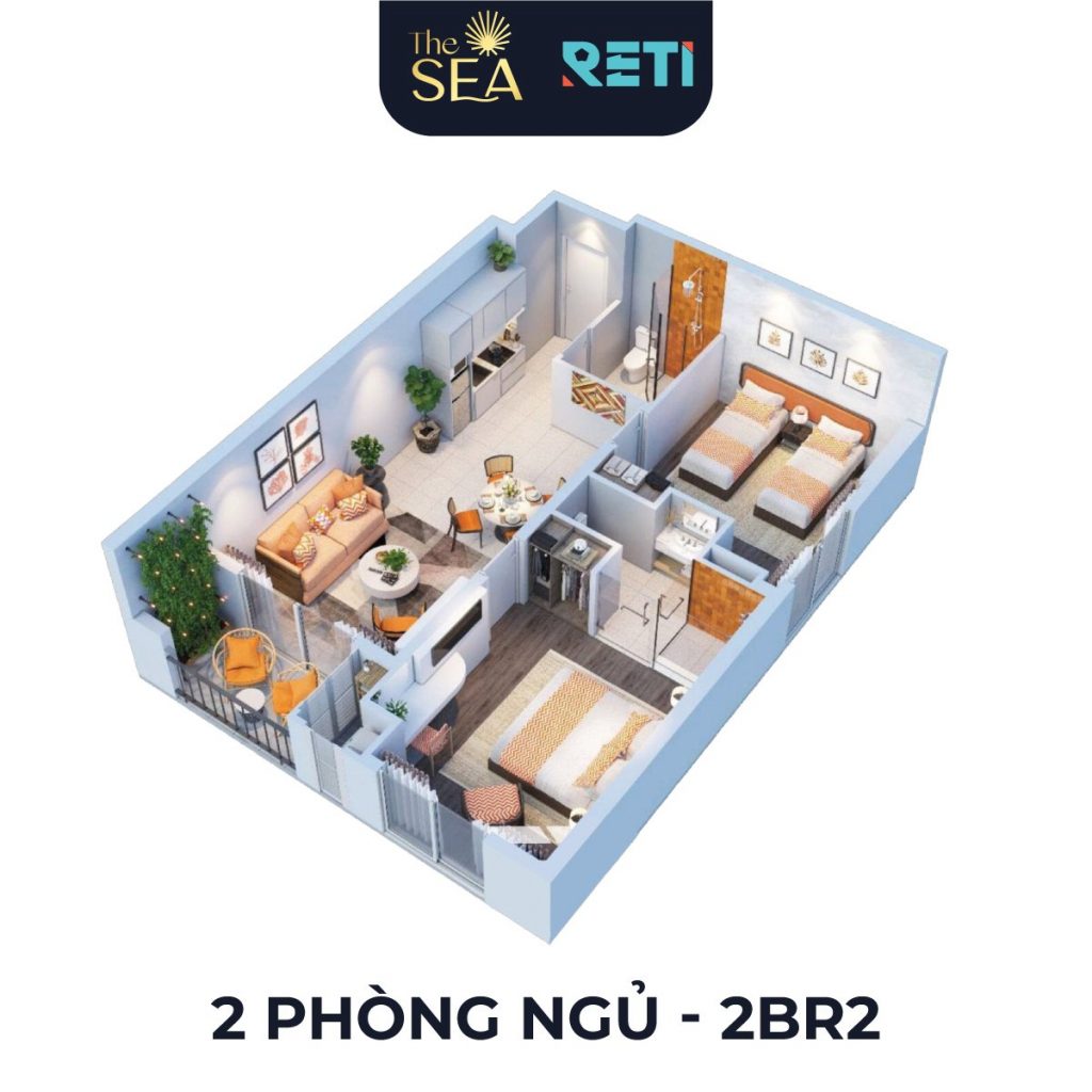 Layout 3D của căn hộ The Sea Hillside Phú Quốc 8