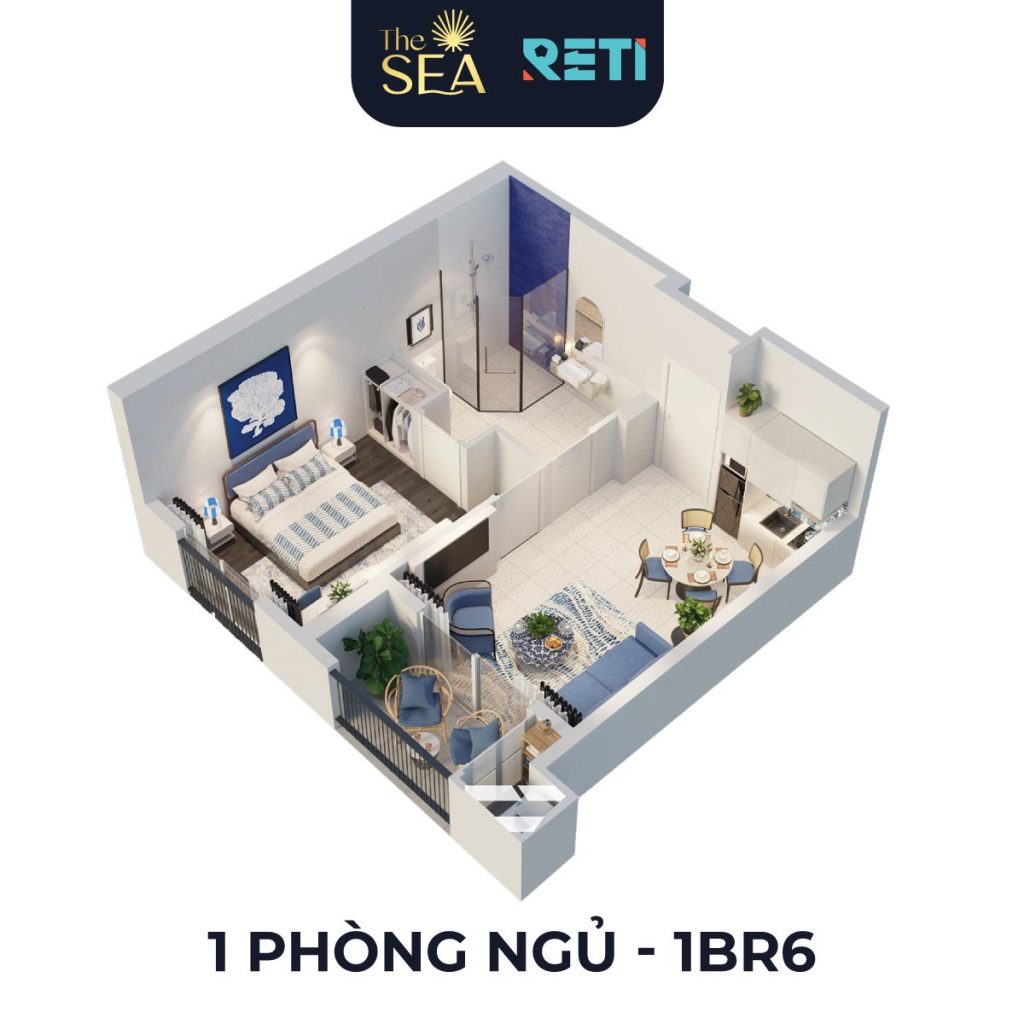 Layout 3D của căn hộ The Sea Hillside Phú Quốc 9