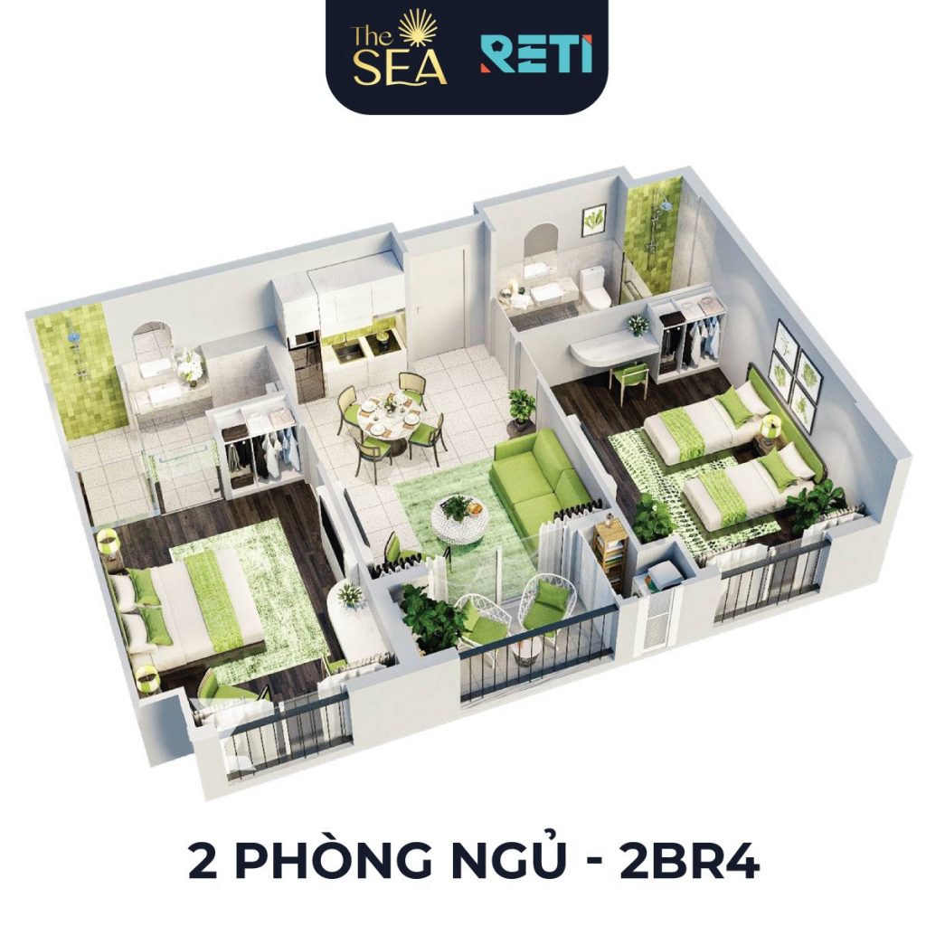 Layout 3D của căn hộ The Sea Hillside Phú Quốc 10