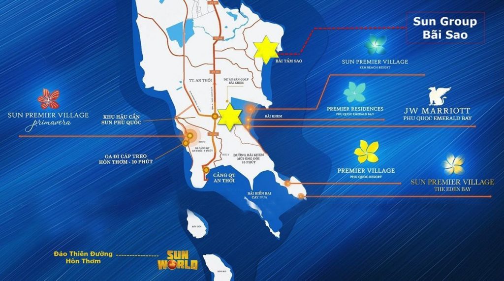 Thông tin chi tiết chính xác nhất về vị trí dự án Sun Bãi Sao Phú Quốc 1
