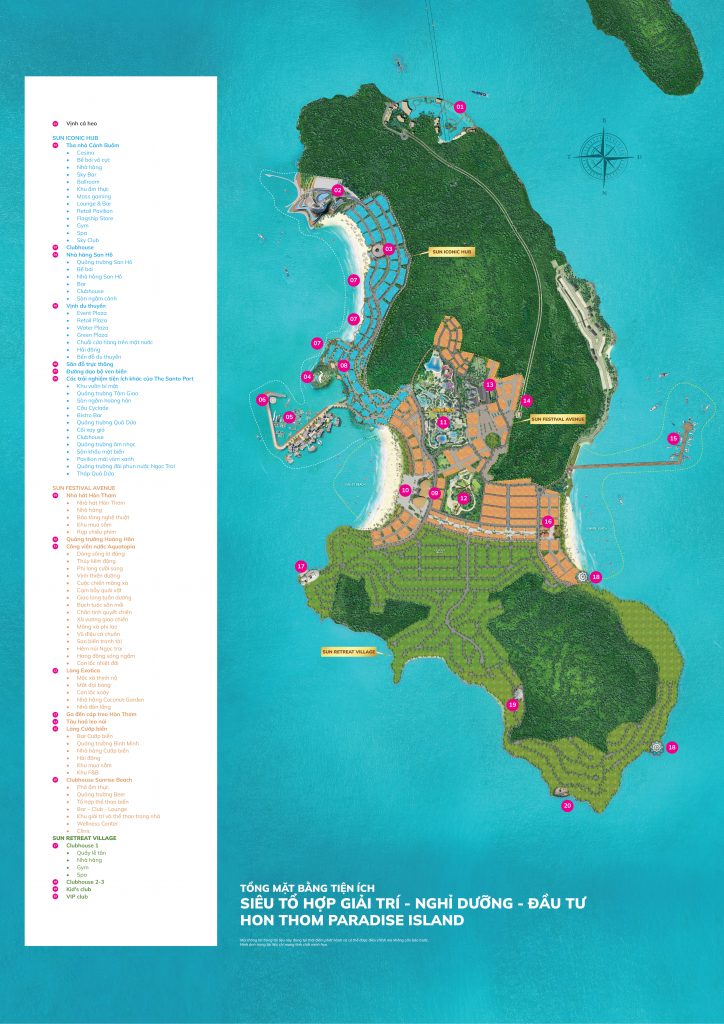 Mặt bằng tiện ích dự án Hòn Thơm paradise island