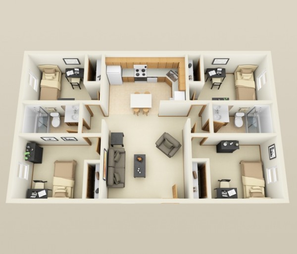 Top 25+ mẫu thiết kế nội thất chung cư 4 phòng ngủ đẹp 5