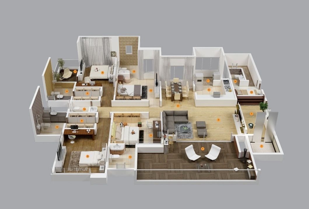 Top 25+ mẫu thiết kế nội thất chung cư 4 phòng ngủ đẹp 16