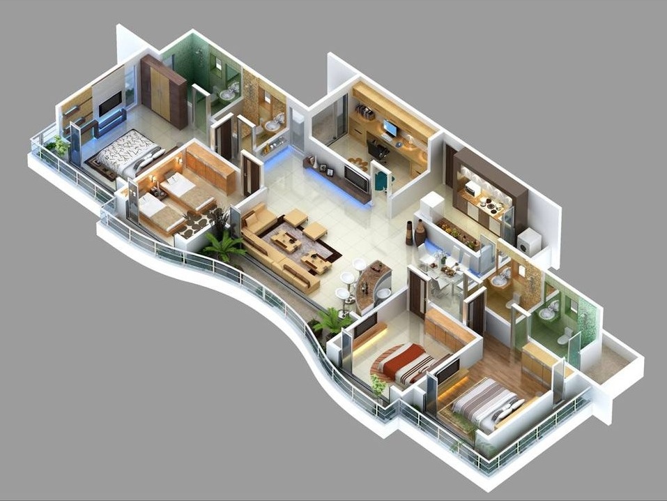 Mẫu thiết kế nội thất chung cư 4 phòng ngủ đẹp 2024
