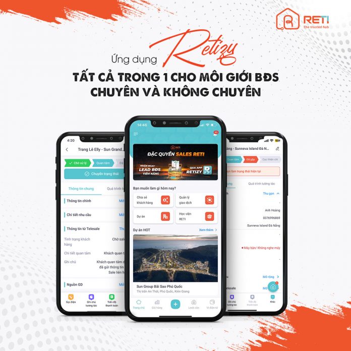 Ứng dụng RETIZY với đầy đủ các chức năng tiện ích dành cho môi giới bất động sản